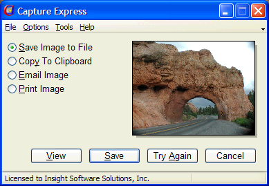 Screenshot of Capture Express after capture dialog